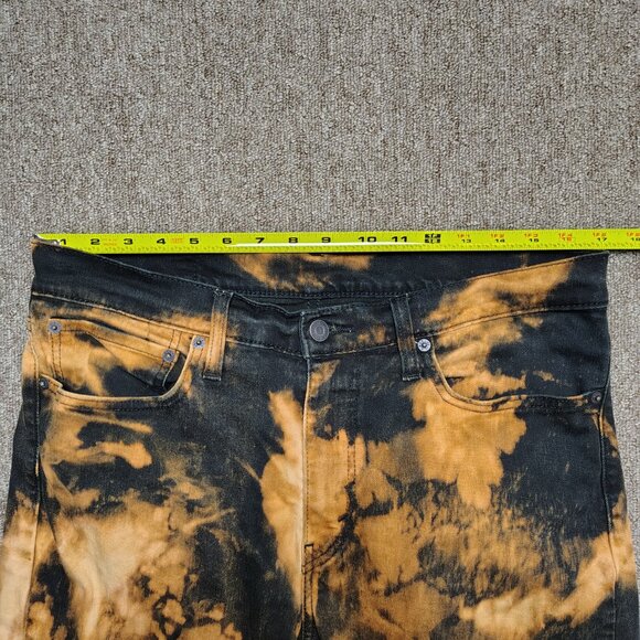 LEVI'S 511 Jeans Men 34x32 Black Slim Fit Bleach Dyed Distressed Skulls Denim - Picture 5 of 8
